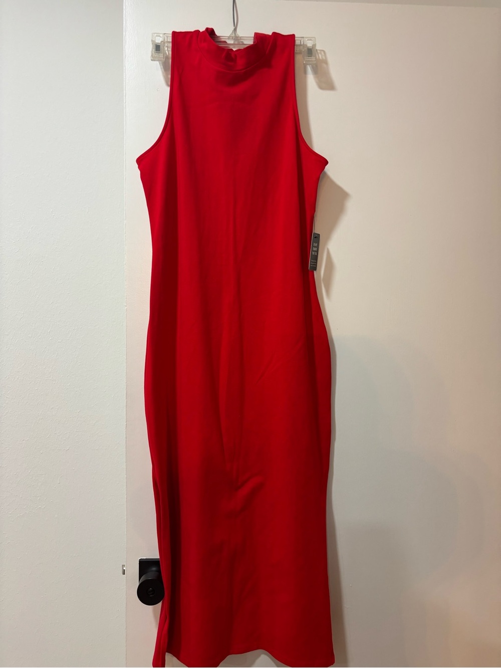 Express Sleeveless High-Neck Maxi Dress in Red